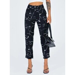 NWT PRINCESS POLLY Zavia Pants Blogger's Favorite Artsy Abstract Face SIZE 6